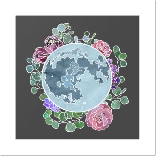 Floral Full Moon Posters and Art